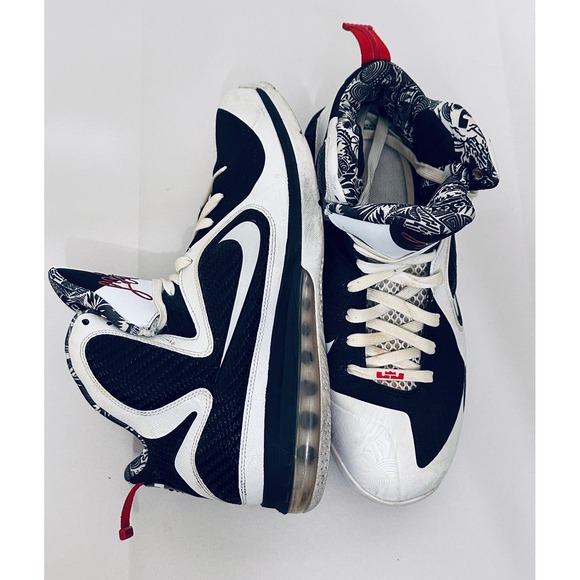 Nike LeBron 9 Basketball Shoes Men's Size 12 Black White Red 469764 101 - Picture 11 of 16